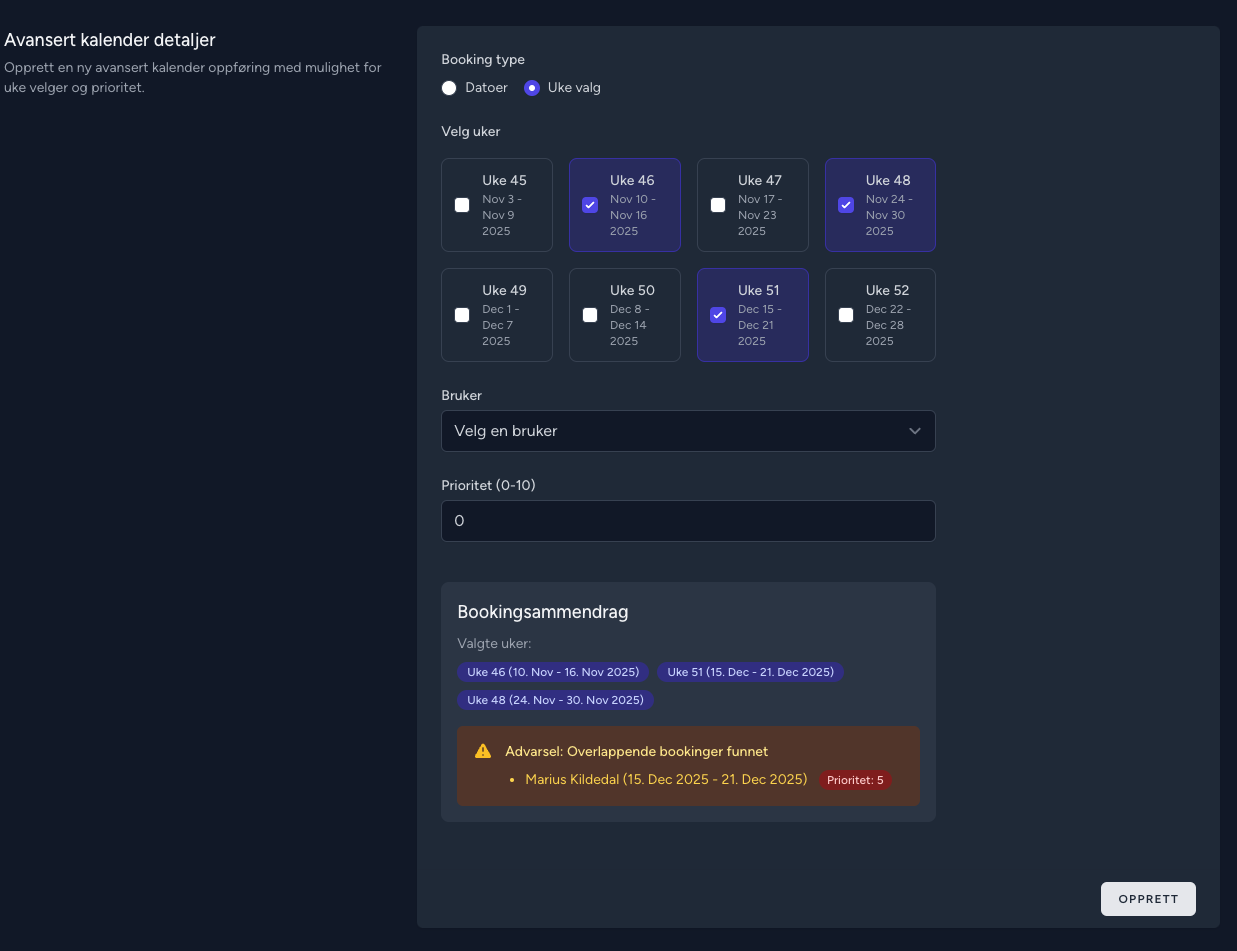Avansert Booking