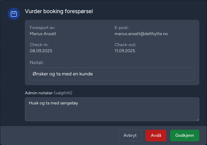 Admin Godkjenningsprosess