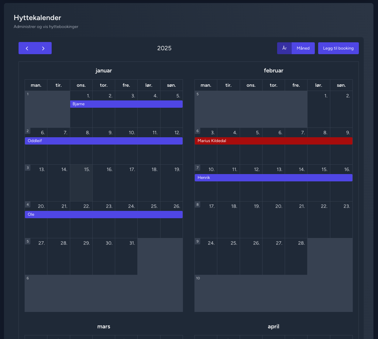 Dashboard Calendar